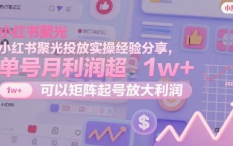 小紅書聚光投放實操經驗分享，單號月利潤超1w+，可以矩陣起號放大利潤