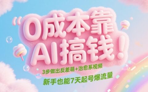 0成本靠AI搞錢！3步做出反差萌+治愈系視頻，新手也能7天起號爆流量