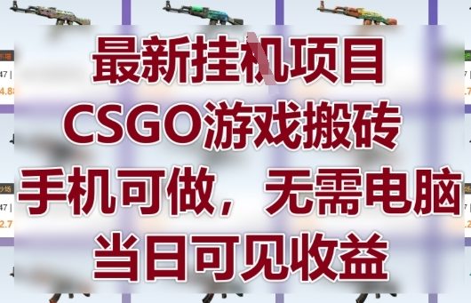 最新掛G項目，CSGO游戲搬磚，手機可做，無需電腦，當日見收益【揭秘】