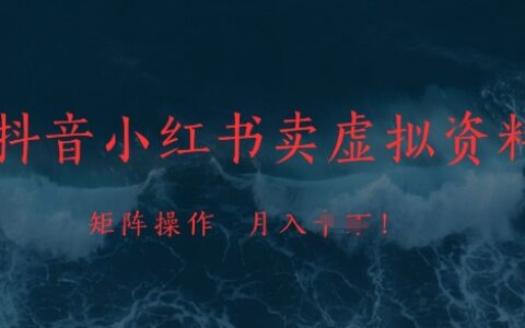 抖音小紅書賣虛擬資料，市場(chǎng)需求一直存在，矩陣操作，月入1w+