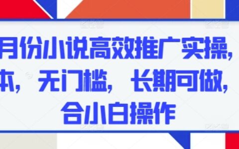 五月份小說高效推廣實(shí)操，0成本，無門檻，長(zhǎng)期可做，適合小白操作
