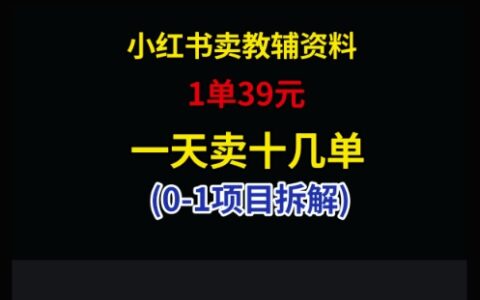 小紅書賣小學教輔資料，1單39，1天十幾單