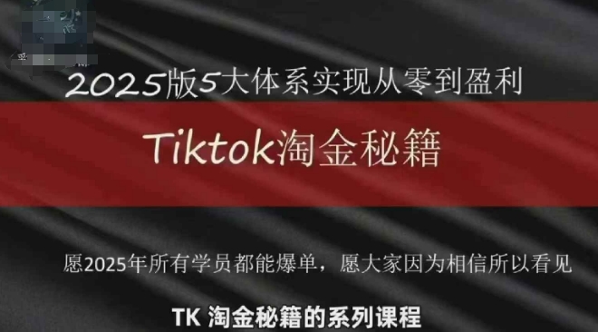 TikTok跨境2025淘金秘籍，?2025TikTok從0到盈利變現