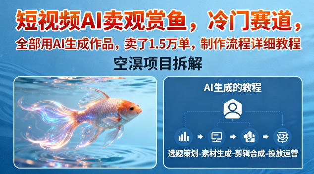 短視頻AI賣觀賞魚,冷門賽道,全部用AI生成作品,賣了1.5W單,制作流程詳細(xì)教程