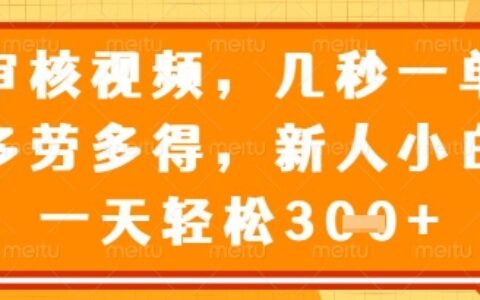 視頻審核員，幾秒一單，不限時間，不限地點，多做多得，新人小白一天輕松幾張+【揭秘】