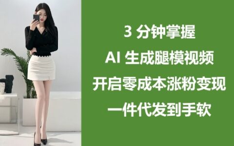 3分鐘掌握AI生成腿模視頻，開(kāi)啟零成本漲粉變現(xiàn)，一件代發(fā)到手軟