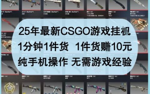 25年最新CSGO游戲掛G，1分鐘1件貨，1件貨掙10元，純手機操作，無需游戲經驗【揭秘】