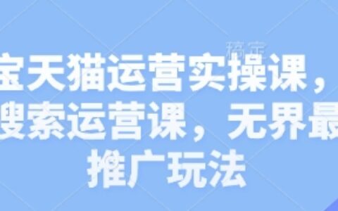 淘寶天貓運(yùn)營(yíng)實(shí)操課，新品搜索運(yùn)營(yíng)課，無(wú)界最新推廣玩法