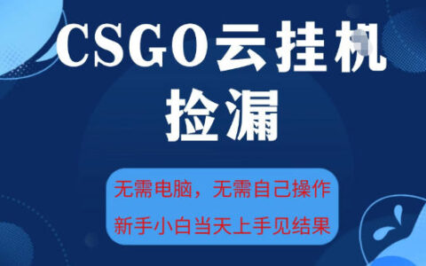 CSGO云掛G全自動撿漏，最新獨家玩法，無需電腦操作，新手小白日入5張+【揭秘】
