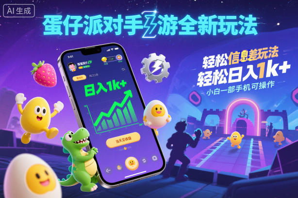 蛋仔派對手游全新玩法,輕松日入1k+,風(fēng)口信息差玩法,當(dāng)天見收益,小白一部手機可操作