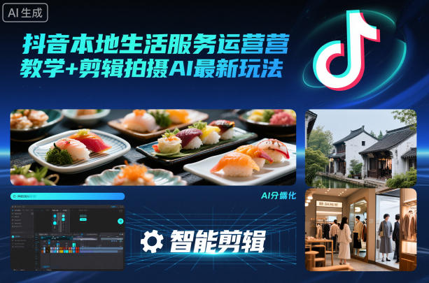 抖音本地生活服務(wù)運(yùn)營(yíng)教學(xué)+剪輯拍攝AI最新玩法