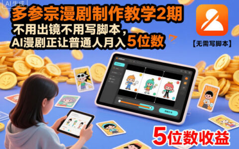 多參宗漫劇制作教學2期，不用出鏡不用寫腳本，AI漫劇正讓普通人月入5位數