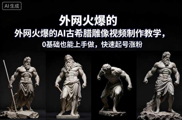 外網火爆的AI古希臘雕像視頻制作教學,0基礎也能上手做,快速起號漲粉