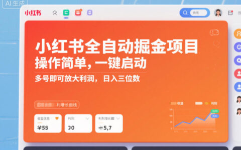 小紅書全自動掘金項目，操作簡單，一鍵啟動，多號即可放大利潤，日入三位數【揭秘】