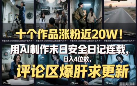 十個作品漲粉近20W！用AI制作末日安全日記連載，日入4位數，評論區爆肝求更新（附詳細步驟）