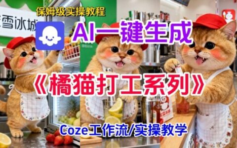 Coze扣子工作流一鍵生成胖橘貓打工短視頻，保姆級實操搭建教學