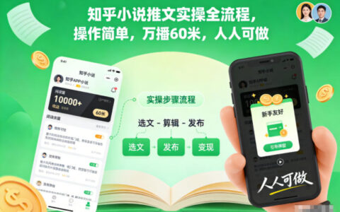知乎小說推文實(shí)操全流程，操作簡(jiǎn)單，萬播60米，人人可做