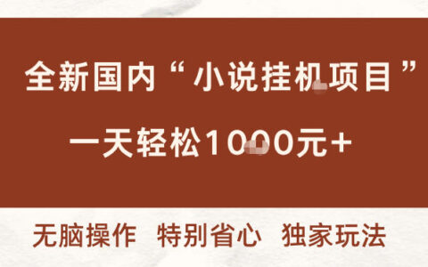 全新國內(nèi)小說掛G項(xiàng)目，多窗口無腦跑，一天輕松1k+，特別省心【揭秘】