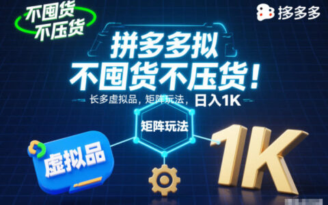 不囤貨不壓貨！拼多多虛擬品矩陣玩法，長久穩(wěn)定，日入1K【揭秘】