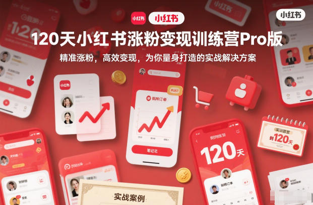 120天小紅書漲粉變現訓練營Pro版,?精準漲粉,高效變現?,為你量身打造的實戰解決方案