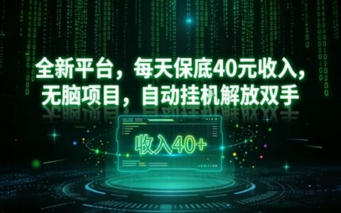 全新平臺，每天保底40米收入，無腦項目，自動掛G解放雙手【揭秘】