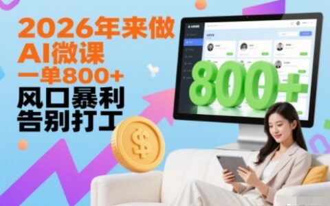 2026年來做AI微課，一單8張+，風口暴利，告別打工