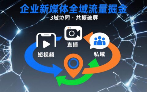 短視頻全域商業模式，企業新媒體全域流量掘金，3域協同，共振破屏，短視頻-直播-私域-地域