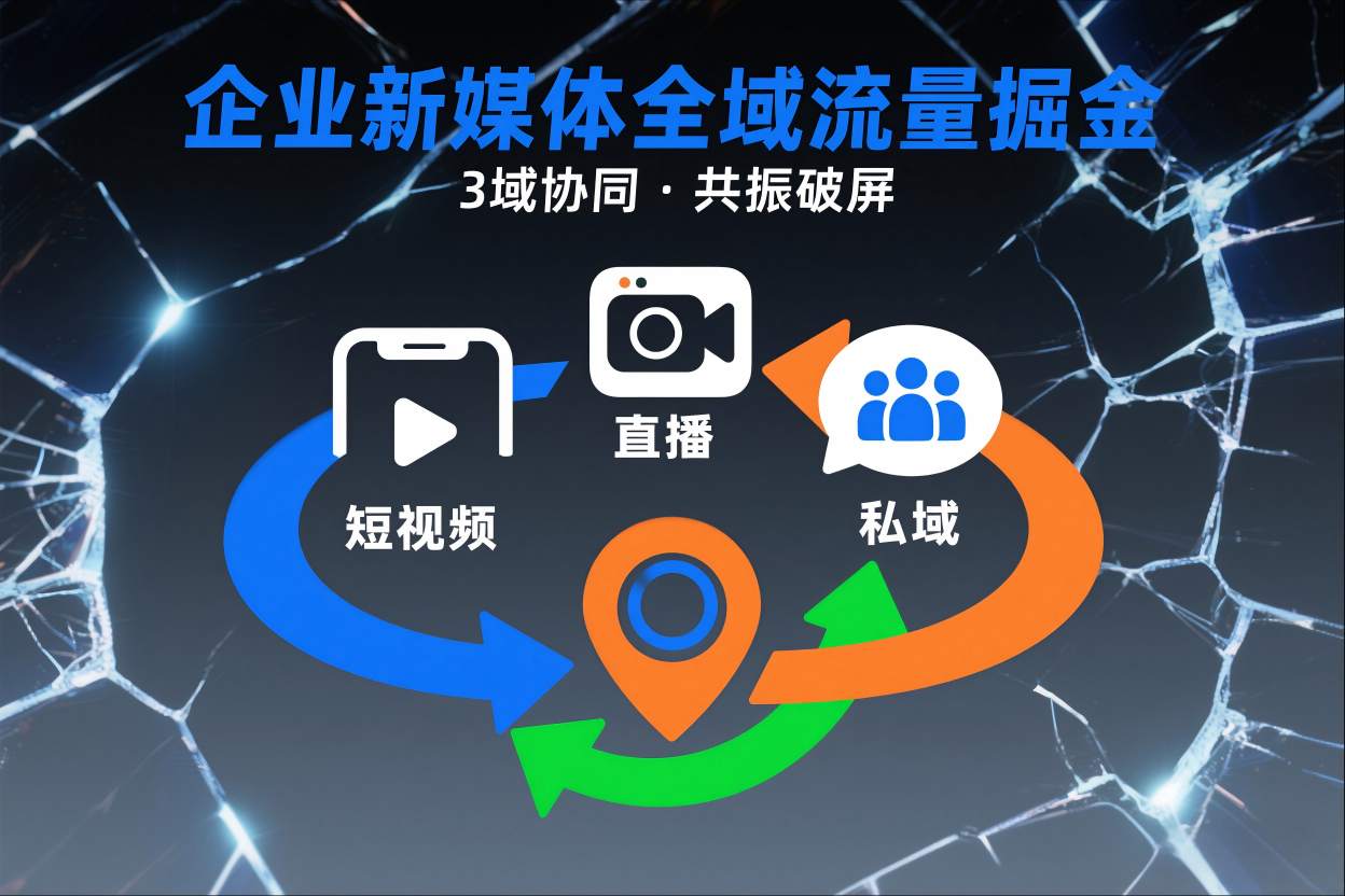 短視頻全域商業(yè)模式，企業(yè)新媒體全域流量掘金，3域協(xié)同，共振破屏，短視頻-直播-私域-地域