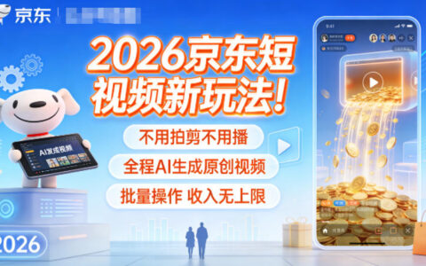 2026京東短視頻新玩法！不用拍剪不用播，全程AI生成原創視頻，批量操作收入無上限